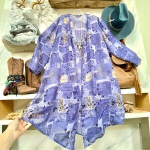 Rare periwinkle duster w southwestern shabby chic beach resort vacay vibe